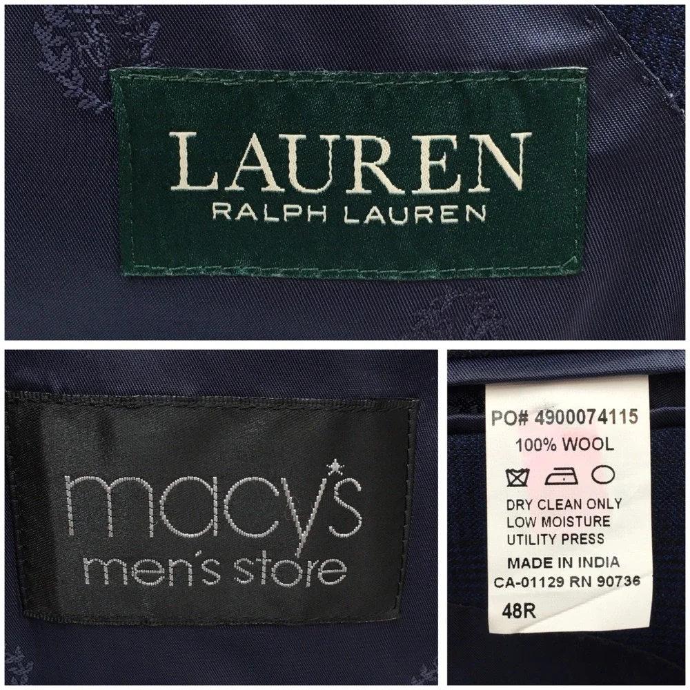 RALPH LAUREN Mens Wool Blazer Sport Coat Casual Jacket Size 48R Classic Suit